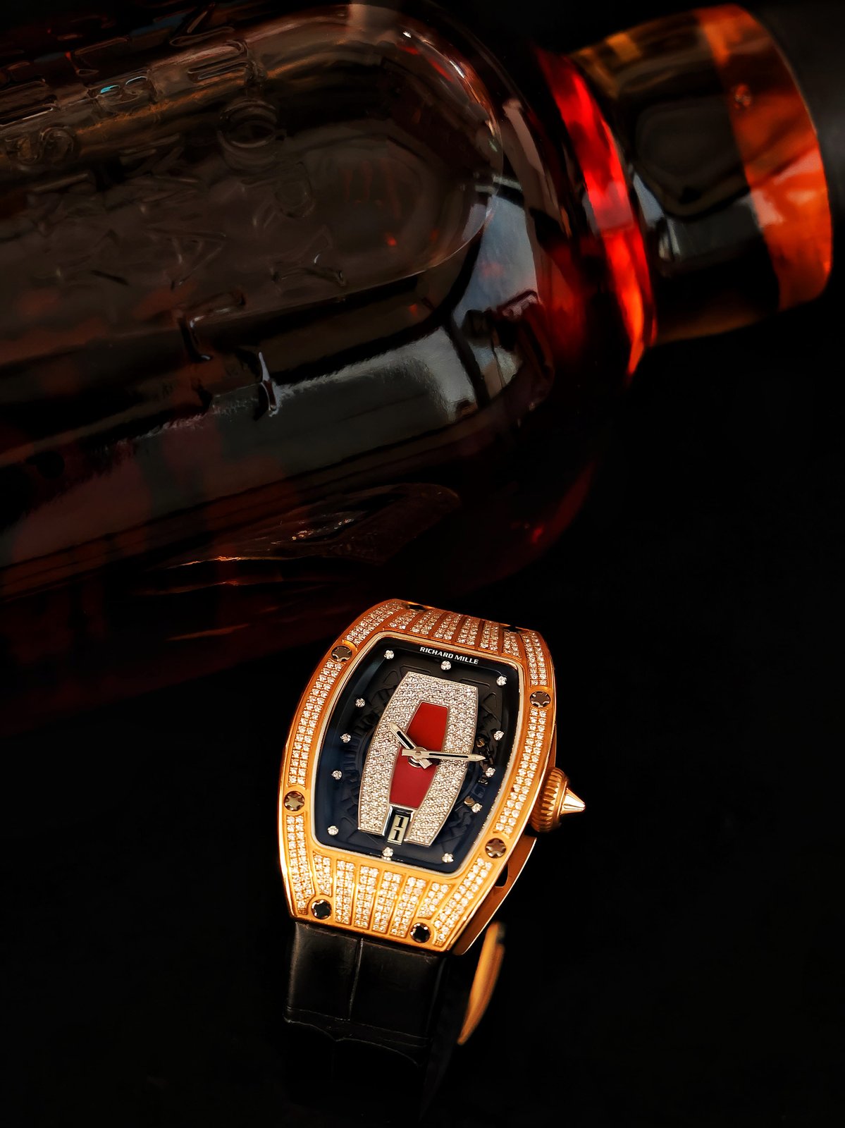 Richard Mille RM 07-01 Rose Gold Paved Diamond Red Lips
